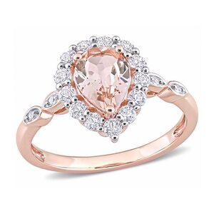 1.50 Carat (ctw) Morganite and White Topaz Ring in 10K Rose Pink Gold